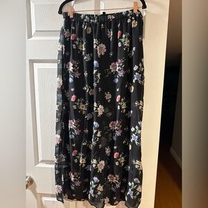 H&M Black and Pink Maxi A-Line Skirt
